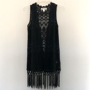 Black lace vest